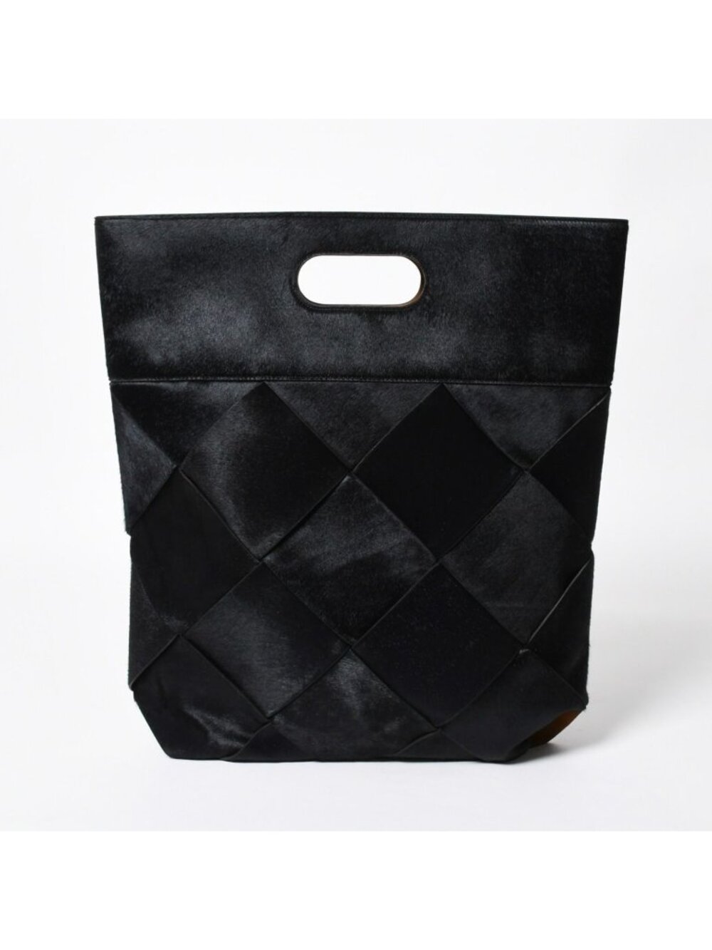 Bottega Veneta Calf Hair Intrecciato Black Brown Silver